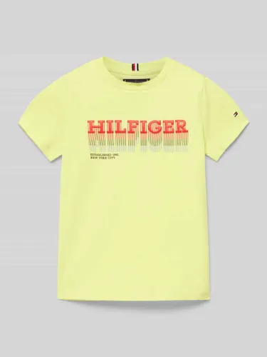Tommy Hilfiger Teens T-Shirt mit Label-Print Modell 'FADE' in Gelb