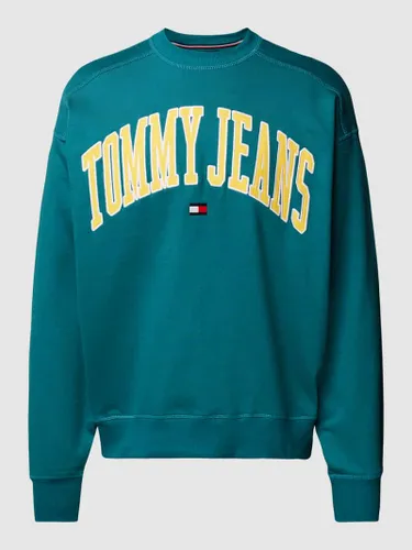 Tommy Jeans Boxy Fit Sweatshirt mit Label-Stitching in Petrol