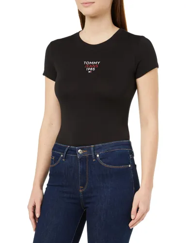 Tommy Jeans Damen T-Shirt Kurzarm Slim Essential Logo