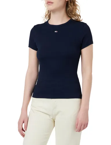 Tommy Jeans Damen T-Shirt Kurzarm Slim Essential Rib