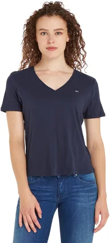 Tommy Jeans Damen T-Shirt Kurzarm TJW Slim Soft V-Ausschnitt