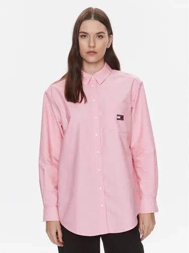 Tommy Jeans Hemd Badge Boyfriend DW0DW17351 Rosa Relaxed Fit