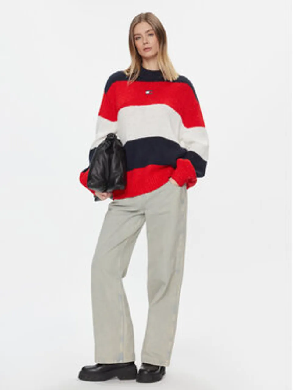 Tommy Jeans Pullover Tjw Colorblock Sweater DW0DW17495 Dunkelblau Regular Fit