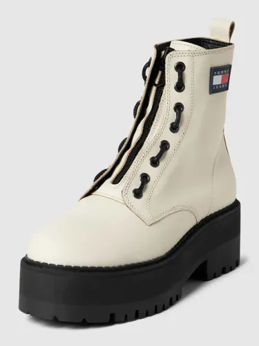 Tommy Jeans Schnürboots aus Leder mit Plateausohle in Weiss