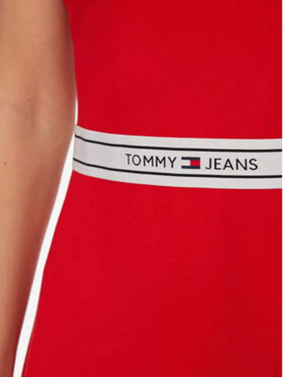 Tommy Jeans Sommerkleid Logo Tape DW0DW17924 Rot Regular Fit
