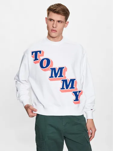 Tommy Jeans Sweatshirt Boxy College DM0DM16379 Weiß Boxy Fit