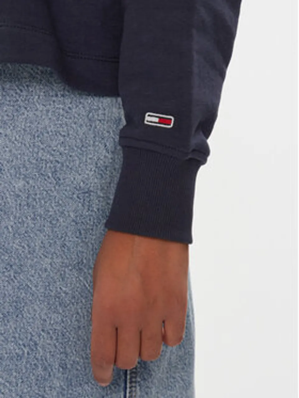 Tommy Jeans Sweatshirt Ess Logo DW0DW16393 Dunkelblau Cropped Fit