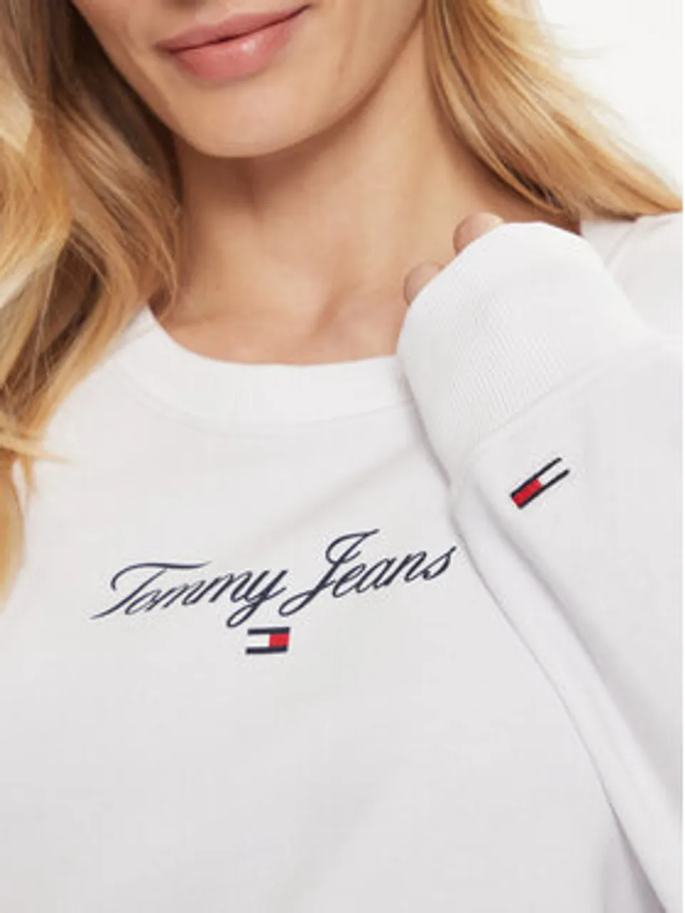 Tommy Jeans Sweatshirt Essential Logo DW0DW16140 Weiß Relaxed Fit