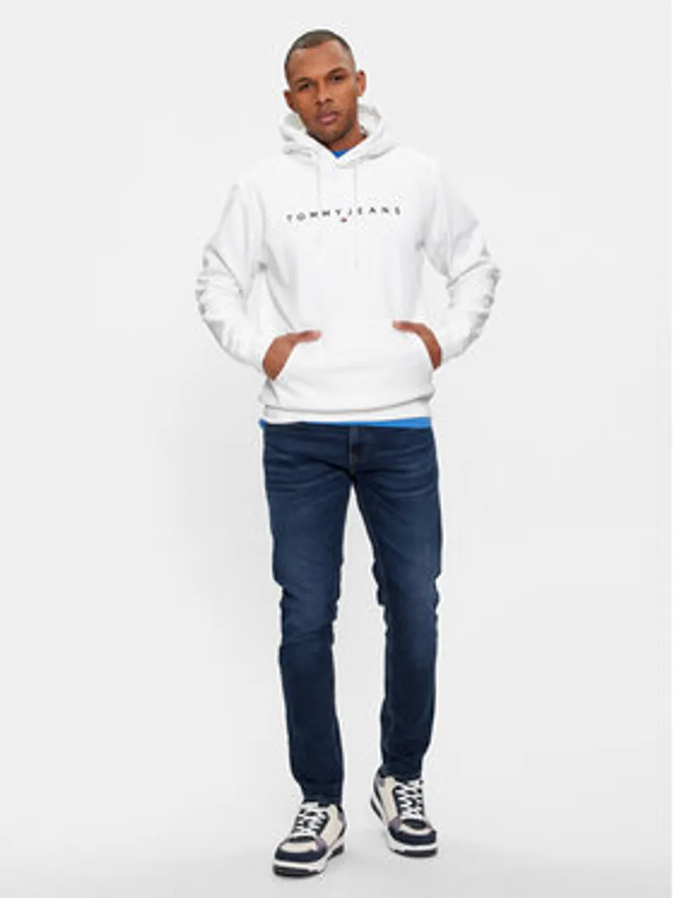 Tommy Jeans Sweatshirt Linear Logo DM0DM17985 Weiß Regular Fit