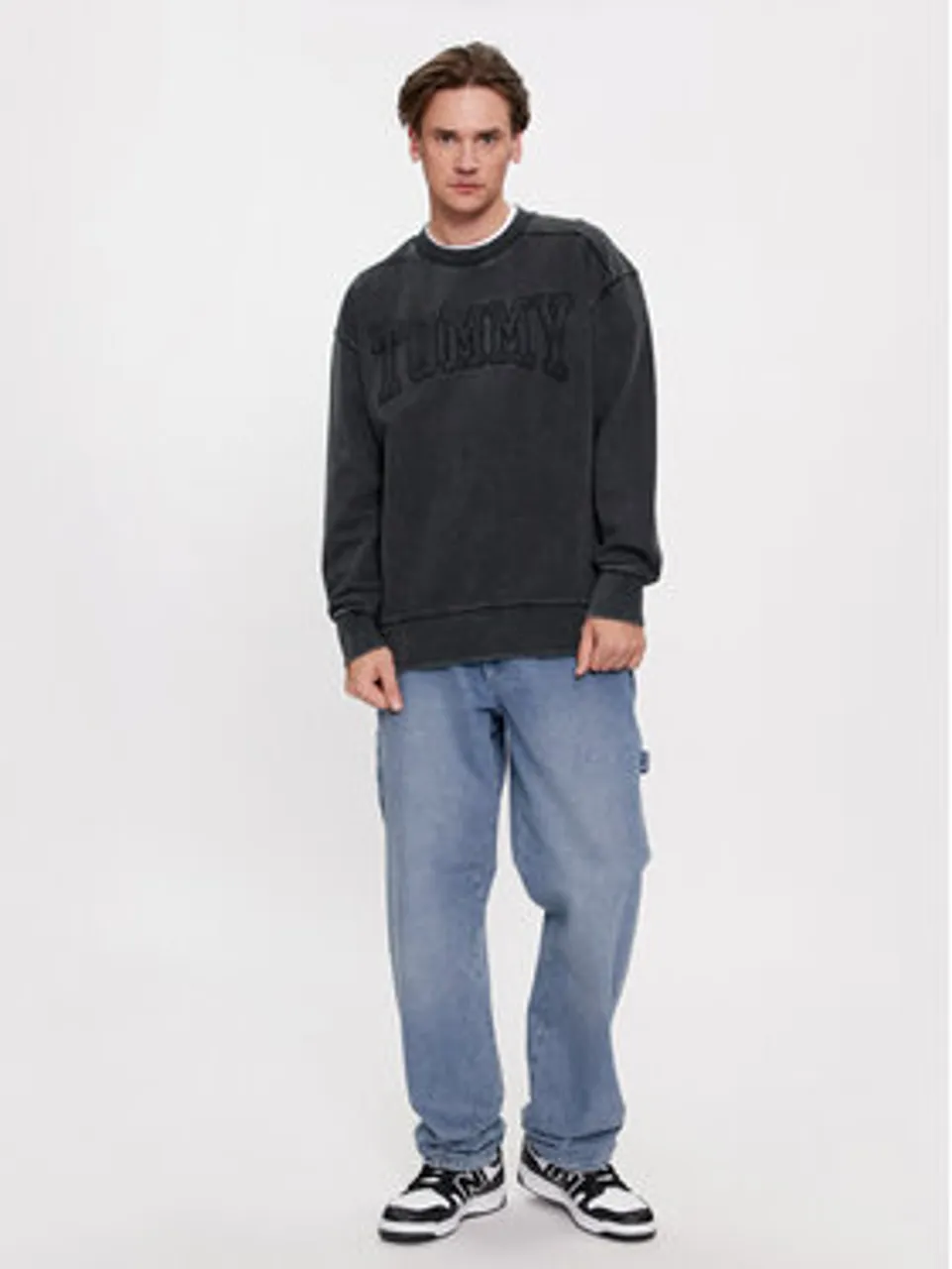 Tommy Jeans Sweatshirt New Vrsty DM0DM17791 Schwarz Relaxed Fit