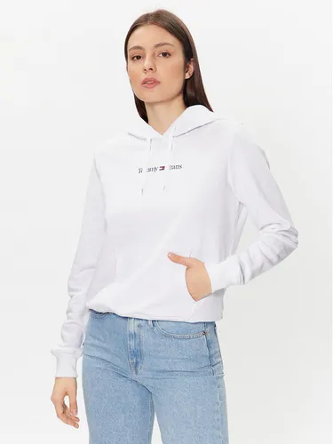 Tommy Jeans Sweatshirt Serif Linear DW0DW15649 Weiß Regular Fit