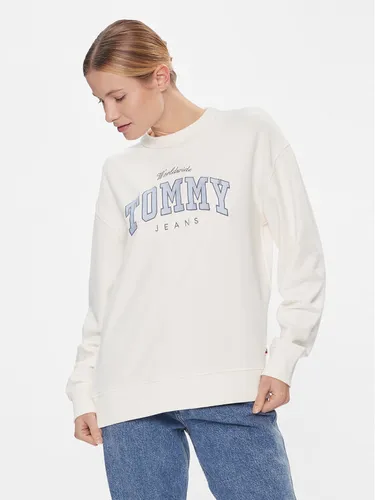 Tommy Jeans Sweatshirt Tjw Rlx Varsity Luxe Crew DW0DW17339 Weiß Regular Fit