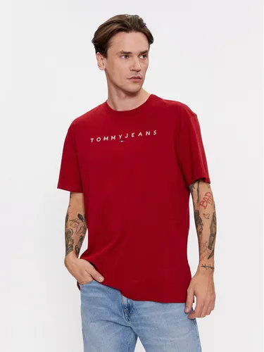 Tommy Jeans T-Shirt Linear Logo DM0DM17993 Rot Regular Fit
