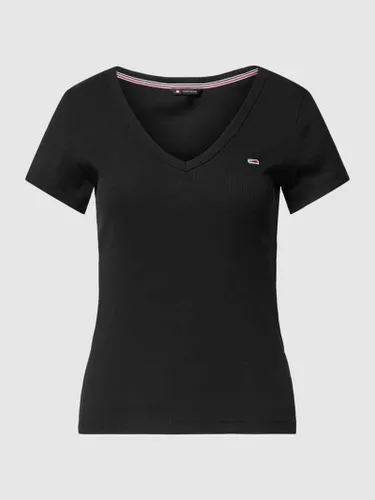 Tommy Jeans T-Shirt mit Label-Detail in Black