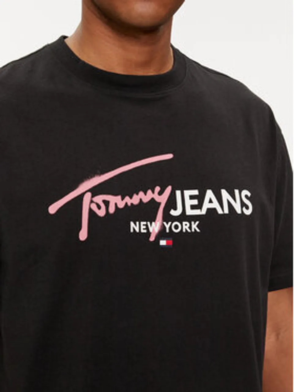 Tommy Jeans T-Shirt Spray Pop Color DM0DM18572 Schwarz Regular Fit
