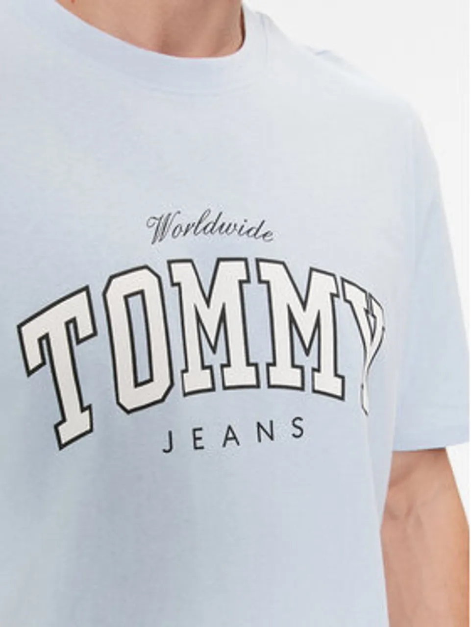 Tommy Jeans T-Shirt Varsity DM0DM18287 Himmelblau Regular Fit