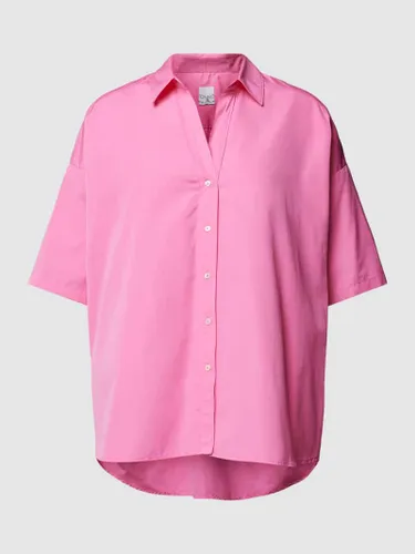 tonno & panna Oversized Bluse aus reiner Baumwolle mit Umlegekragen in Pink