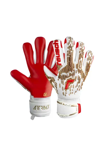 Torwarthandschuhe REUSCH "Attrakt Freegel Silver" Gr. 9, weiß (weiß, braun, rot) Damen Handschuhe Sporthandschuhe