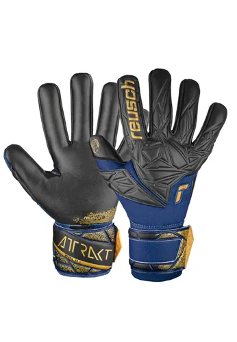 Torwarthandschuhe REUSCH "Attrakt Gold X NC" Gr. 10, bunt (goldfarben, blau) Damen Handschuhe Sporthandschuhe