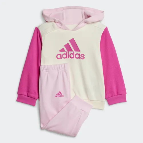 Trainingsanzug ADIDAS SPORTSWEAR "I CB FT JOG" Gr. 74, pink (ivory, semi lucid fuchsia, clear pink) Kinder Sportanzüge Jogginganzüge