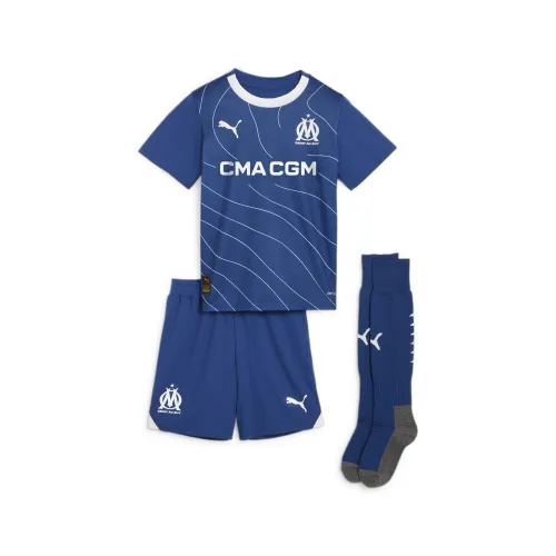 Trainingsanzug PUMA "Olympique de Marseille 23/24 Auswärtstrikot Mini-Kit Jugendliche" Gr. 92, blau (team royal clyde blue) Kinder Sportanzüge Puma