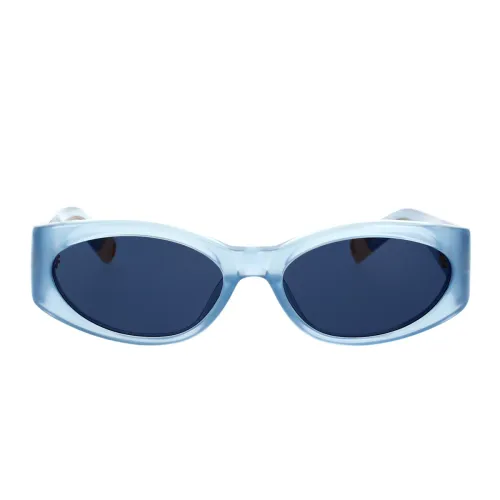 Transparente blaue ovale Sonnenbrille mit marineblauen Gläsern Jacquemus