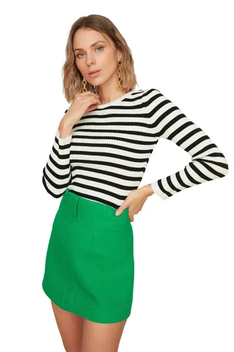TRENDYOL Damen Trendyol Green Striped Knitwear Pullover
