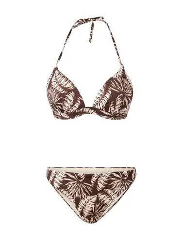 Triangel-Bikini BRUNOTTI Gr. 38, N-Gr, summer palm Damen Bikini-Sets Ocean Blue mit Raffungdetails