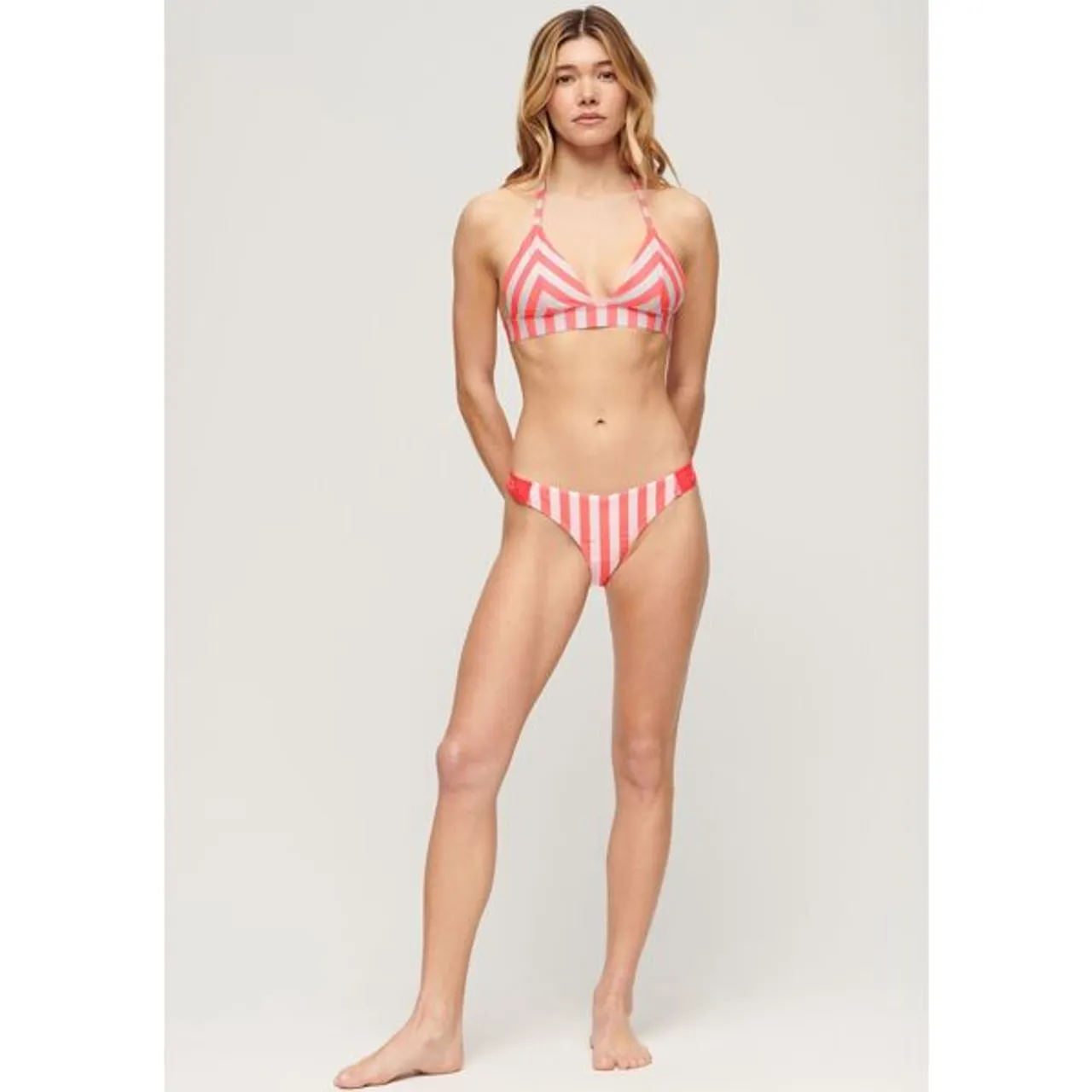 Triangel-Bikini-Top SUPERDRY "STRIPE TRIANGLE BIKINI TOP" Gr. XS, N-Gr, pink (pink stripe) Damen Bikini-Oberteile Ocean Blue