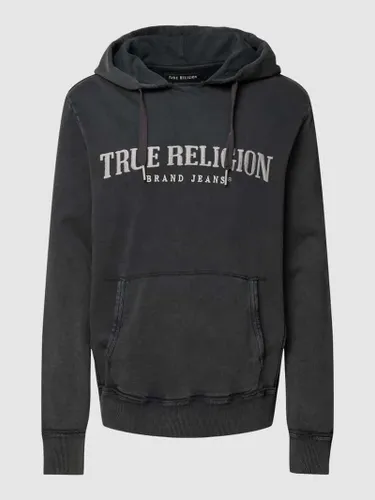 TRUE RELIGION Hoodie mit Label-Stitching Modell 'EMBRO + DIR' in Black