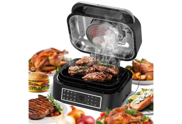 TurboTronic by Z-Line Heißluftfritteuse bis 260°C Food Grill mit digitalem Temperaturfühler 6,5 L Volumen, 1800 W, Tischgrill mit Crisper Plate Steakg...