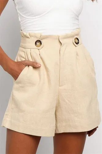 TZTA Trading UG Shorts Lässige Damen Shorts Sommer einfarbig hohe Taille Rüschen gerade Hosen (1-tlg)