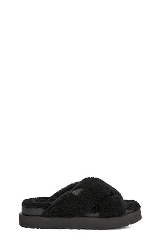 UGG Fuzz Sugar Cross Slide für Damen in Black, Größe 36, Textil
