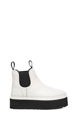 UGG Neumel Plateau-Chelsea-Boot für Damen in Pebbled White, Größe 40, Leder