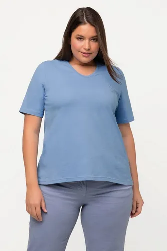 Ulla Popken Rundhalsshirt T-Shirt PURE V-Ausschnitt Halbarm Biobaumwolle