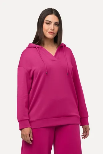Ulla Popken Sweatshirt Hoodie Oversized V-Ausschnitt Langarm Kapuzenshirt