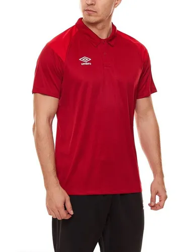Umbro Rundhalsshirt umbro Poly Polo Herren Polohemd Sport-Shirt mit kontrastfarbener Schulterpartie 65293U-1IY Golf-Shirt Rot