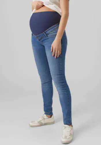 Umstandsjeans MAMALICIOUS "MLMILA" Gr. L (40), N-Gr, blau (blue, used) Damen Jeans Umstandsjeans