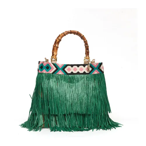 Umweltfreundliche Handtasche aus Grünem Jute La Milanesa