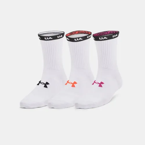 Under Armour Essential halbhohe Socken im 3er-Pack für Damen Weiß / Weiß / Astro Rosa S