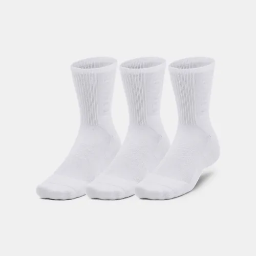 Unisex Under Armour 3-Maker halbhohe Socken im 3er-Pack Weiß / Weiß / Mod Grau L