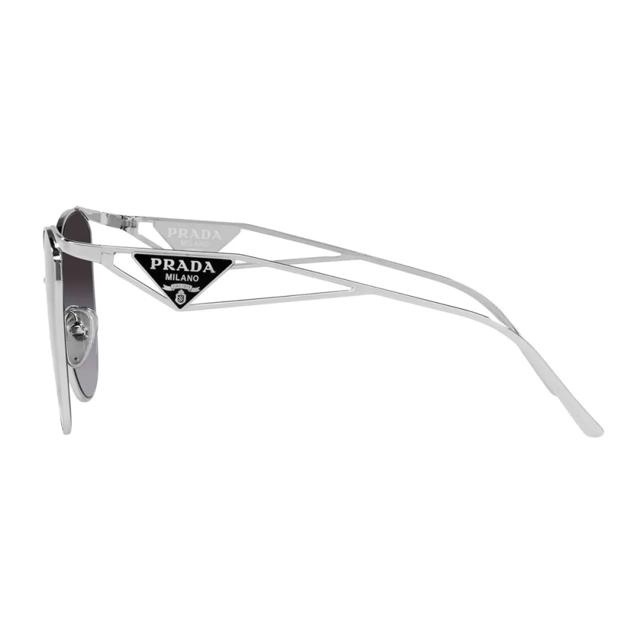 Unregelmäßige Metallsonnenbrille mit grau getönten Gläsern Prada