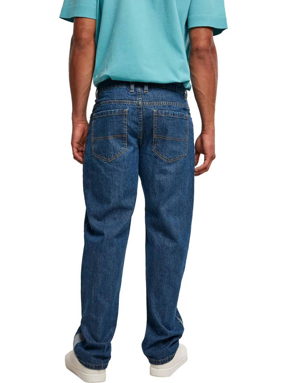 Urban Classics Herren Jeans ORGANIC TRIANGLE - Regular Fit Bootcut Leg - Blau Schwarz