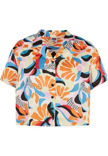 URBAN CLASSICS Klassische Bluse Urban Classics Damen Ladies AOP Satin Resort Shirt