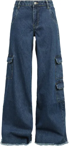 Urban Classics Ladies Mid Waist Cargo Denim Pants Cargohose blau in W29L34