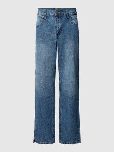 URBAN CLASSICS Straight Fit Jeans mit Gesäßtaschen Modell 'Straight Slit Jeans' in Blau