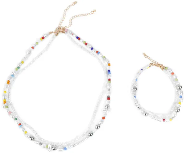 Urban Classics Various Pearl Layering Necklace and Anklet Set Halskette multicolor