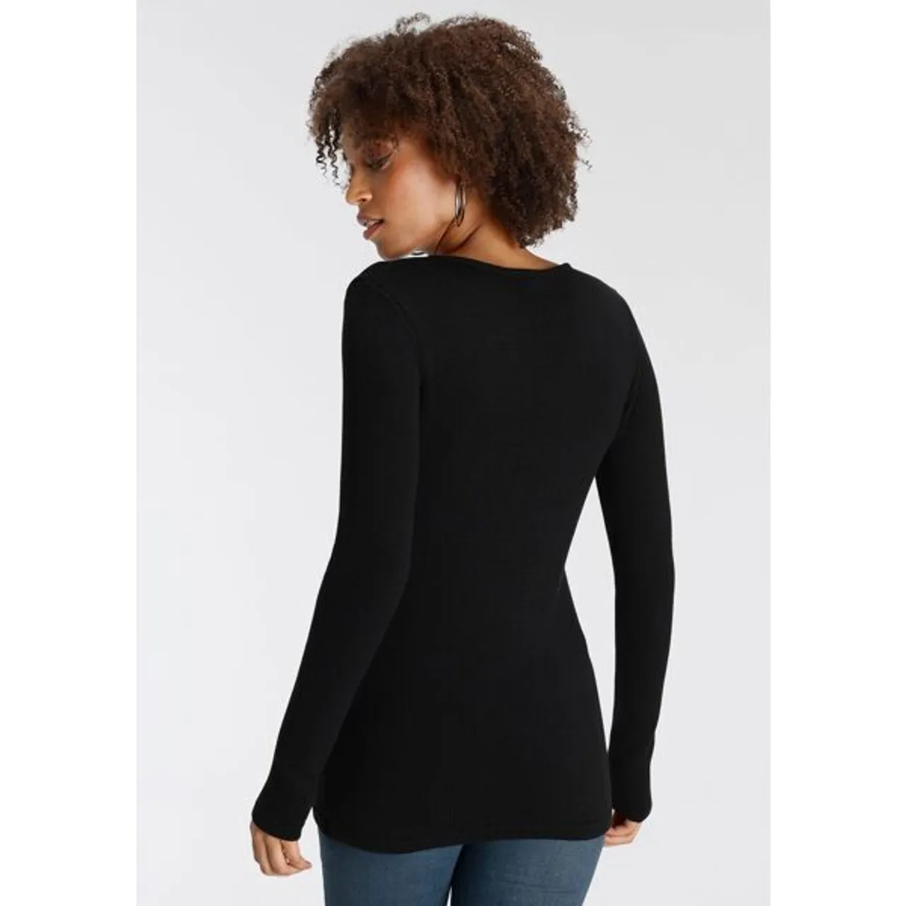 V-Ausschnitt-Pullover BRUNO BANANI Gr. 40, schwarz Damen Pullover V-Pullover Reißverschlüsse