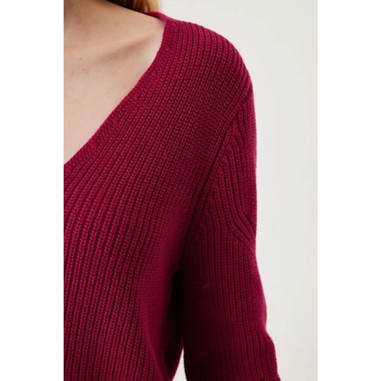 V-Ausschnitt-Pullover GARCIA Gr. M, pink (cherry pink) Damen Pullover V-Pullover