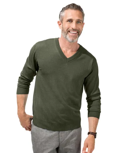 V-Ausschnitt-Pullover MARCO DONATI "V-Pullover" Gr. 58, grün (khaki) Herren Pullover Strick
